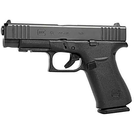 Glock PA4850201FR G48  Slim Compact Frame 9mm Luger 10+1 4.17 Black GMB Barrel, Black nDLC Serrated Steel Slide, Black Polymer Frame w/Beavertail & Front Rail, Black Textured Polymer Grip, Right Hand