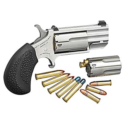 North American Arms PUGDC Pug Conversion 22 LR/22 WMR 5 Shot 1 Stainless Steel Barrel, Stainless Steel Frame, Stainless Cylinder, Black Rubber Grip, Exposed Hammer, XS White Dot Sight
