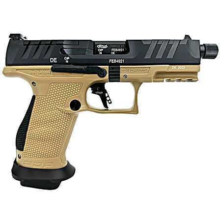 Walther Arms 2877520 PDP Compact Pro SD 9mm Luger 15+1 4.60 Threaded Barrel, Black Optic Cut/Serrated Slide, FDE Polymer Frame with Pic. Rail, Performance Duty Textured Polymer Grip, Flared Magwell