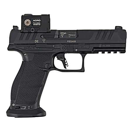 Walther Arms 2881225PRO PDP w/Optic Full Size Frame 9mm Luger 18+1 4.50 Polygonal Rifling Barrel Black Optic Ready/Serrated Steel Slide Black Polymer Frame w/Picatinny Rail, Aimpoint Acro Red Dot