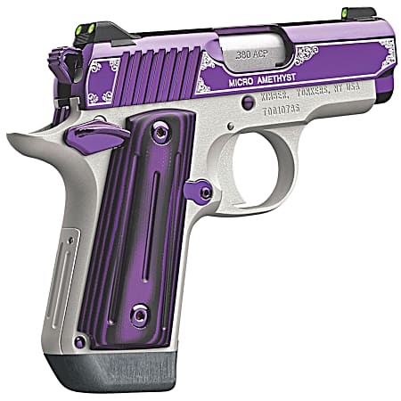 Kimber Mfg.,inc 3300160 Micro Amethyst NS 380 ACP 7+1 2.75 Amethyst purple PVD Stainless Steel Slide Satin Silver G10 Grip