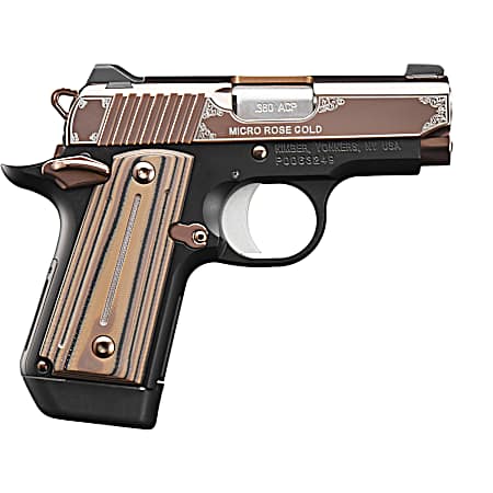 Kimber Mfg.,inc 3300173 Micro Rose Gold NS 380 ACP 7+1 2.75 Rose Gold PVD Coating Steel Slide Matte Black G10 Grip