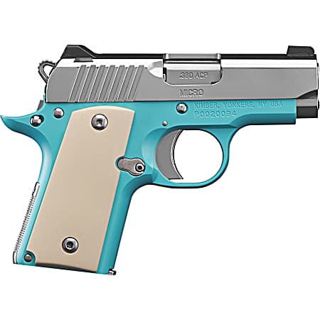 Kimber Mfg.,inc 3300210 Micro Bel Air NS 380 ACP 2.75 Ramped Barrel Stainless Steel Slide Bel Air Blue Mirror-Polished Ivory Micarta Grip