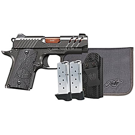 Kimber Mfg, Inc 3300254 Micro 9 Bundle 7+1 3.15 Rose Copper TiN Match Grade Barrel, KimPro II Gray Lightening Cut/Serrated Stainless Steel Slide, Kimpro II Gray Aluminum Frame, Black G10 Grip