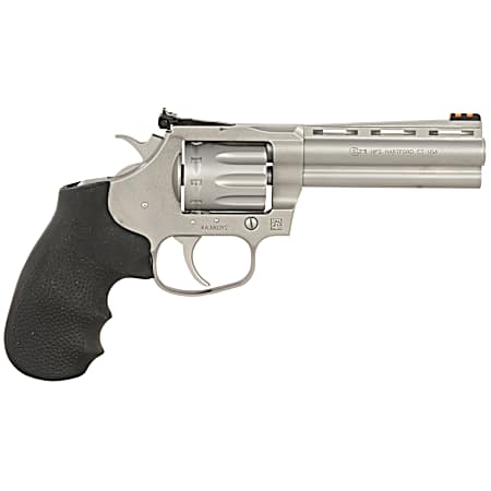 Colt Mfg KCOBRA22-SM4RFO King Cobra Target 22 LR 10 Shot 4.25 Matte Stainless Steel Vent Rib Barrel, Matte Stainless Stainless Steel Frame & Cylinder, Black Hogue Overmolded Grip, Exposed Hammer