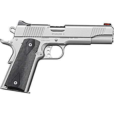 Kimber Mfg.,inc 3200007CAB Stainless II (CA)  45 ACP 7+1 5 Front Serrations Stainless Steel Slide Satin Silver Black Synthetic Double Diamond Checkering Grip