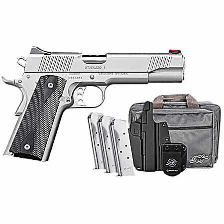 Kimber Mfg.,inc 3200007 Stainless II Club Bundle 45ACP 7+1 5 Satin Silver Front Serrations Stainless Steel Slide Black Synthetic Grip