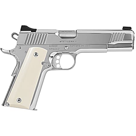 Kimber Mfg.,inc 3200397 High Polished  38 Super 9+1 5 Front Serrations Stainless Steel Slide High Polished Bonded Smooth Ivory Grip