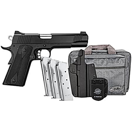 Kimber Mfg.,inc 3700812 Custom LW Club Bundle 45ACP 7+1 5 Front Serrations Stainless Slide KimPro Black F/S Rubber Grip