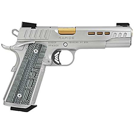 Kimber Mfg.,inc 3000420CA Rapide Dawn (CA) (MA) 9mm 9+1 5 KimPro Silver Front and Rear Serrations Stainless Steel Slide Gray/black Rapide G10 Grip
