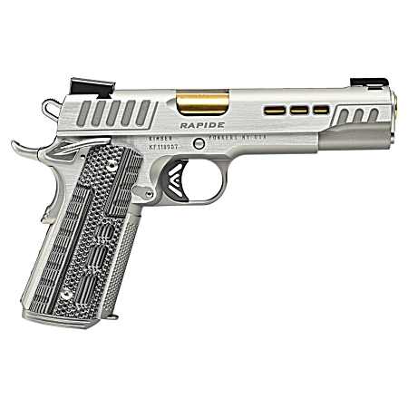 Kimber Mfg.,inc 3000423 Rapide Dawn 45 ACP 8+1 5 Gold TiN Stainless Steel Barrel, Lightening Cut/Serrated Stainless Steel Slide, Stainless Steel Frame w/Beavertail, Black & Gray G10 Grip
