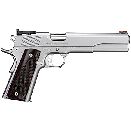 Kimber Mfg.,inc 3000372 Stainless Target LS 10mm 8+1 6 Ramped Barrel Satin Silver Stainless Steel Slide Rosewood Grip