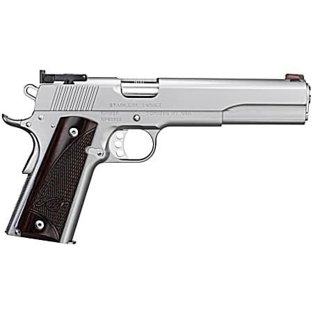 Kimber Mfg, Inc 3000373 Target Long Slide 45 ACP 7+1 6 Stainless Match Grade Barrel, Satin Silver Long/Serrated Stainless Steel Slide, Satin Silver Stainless Steel Frame w/Beavertail, Rosewood Grip