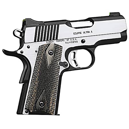 Kimber Mfg.,inc 3200042CA Eclipse Ultra II (CA) 45 ACP 7+1 3 Stainless Steel Slide Brush Polished Front Strap Checkering Laminated Gray/Black Double Diamond Grip