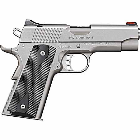 Kimber Mfg.,inc 3200044CA Pro Carry HD II (CA) 38 Super 9+1 4 Stainless Steel Slide Satin Silver Black Synthetic Double Diamond Checkering Grip