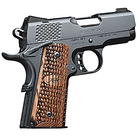 Kimber Mfg, Inc 3200150CA Raptor II Ultra *CA Compliant 45 ACP 7+1 3 Stainless Match Grade Barrel, Matte Black Serrated Steel Slide, Matte Black Aluminum Frame w/Beavertail, Zebrawood Grip