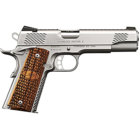 Kimber Mfg.,inc 3200181CA Stainless Raptor II (CA) 45 ACP 8+1 5 Brush Polished Front Serrations Stainless Steel Slide