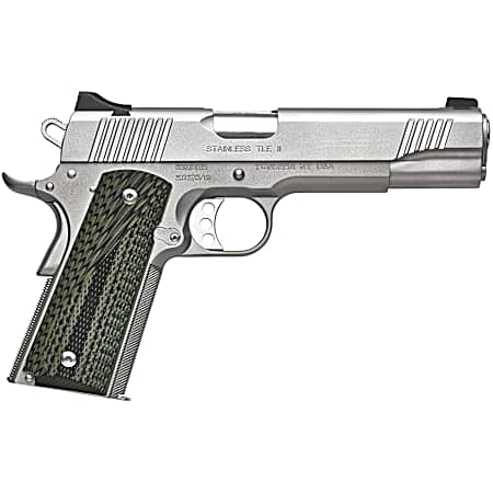 Kimber Mfg, Inc 3200342 TLE II  45 ACP 7+1 5 Stainless Match Grade Barrel, Satin Silver Serrated Stainless Steel Slide & Frame w/Beavertail, Aggressively Textures G-10 Grip