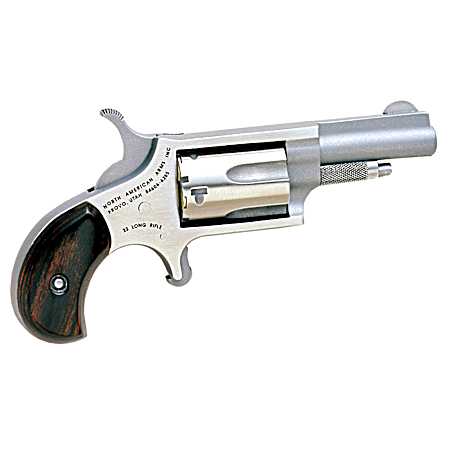 North American Arms 22LLR Mini-Revolver  22 LR 5 Shot 1.63 Stainless Steel Barrel, Frame & Cylinder, Rosewood Birdshead Grip Exposed Hammer