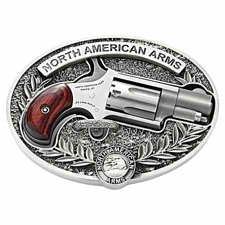 North American Arms 22LR-BBO Mini-Revolver w/Belt Buckle 22 LR 5 Shot 1.13 Stainless Steel Barrel, Frame & Cylinder, Rosewood Birdshead Grip, Exposed Hammer, Includes Custom Carry Belt Buckle
