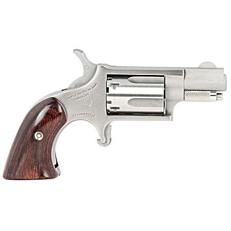 North American Arms 22LRGBG Mini-Revolver  Sports South Exclusive 2 LR 5 Shot 1.13 Stainless Steel Barrel, Frame & Cylinder, Wood Boot Grip, Exposed Hammer