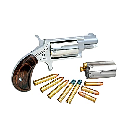 North American Arms 22MSC Mini-Revolver  22 LR/22 WMR 5 Shot 1.13 Stainless Steel Barrel, Frame & Cylinder, Rosewood Birdshead Grip Exposed Hammer