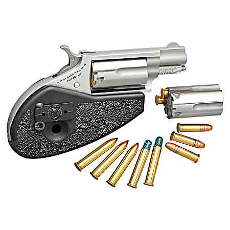 North American Arms 22MSCHG Mini-Revolver  22 LR/22 WMR 5 Shot 1.13 Stainless Steel Barrel, Frame & Cylinder, Black Synthetic Holster Grip, Exposed Hammer