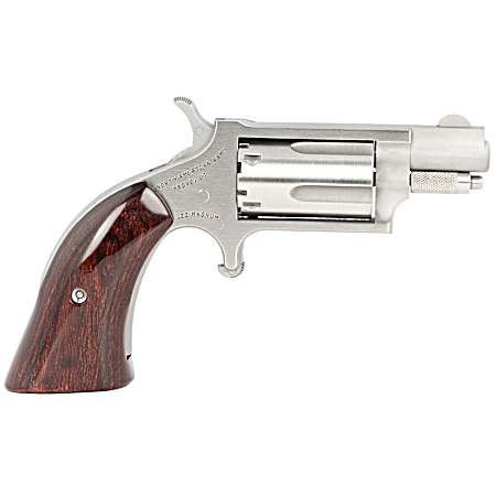 North American Arms 22MSGBG Mini-Revolver  Sports South Exclusive 22 WMR 5 Shot 1.13 Stainless Steel Barrel, Frame & Cylinder, Wood Boot Grip, Exposed Hammer