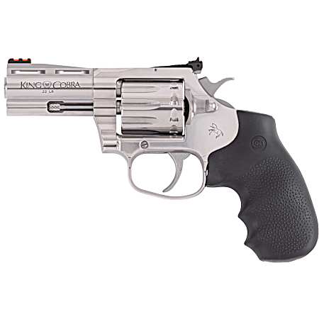 Colt Mfg KCOBRA22SP3RFO King Cobra  22 LR 10 Shot 3 Stainless Vent Rib Barrel, Stainless Cylinder & Frame, Black Rubber Grip