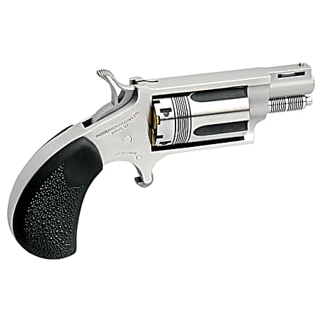 North American Arms 22MSTW Wasp Snub Nose 22 WMR 5 Shot 1.13 Stainless Steel Vent Rib Barrel, Stainless Steel Frame & Cylinder, Black Pebbled Rubber Grip, Exposed Hammer