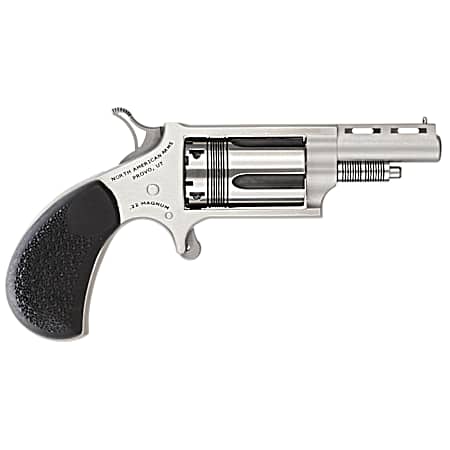North American Arms 22MTW Wasp  22 WMR 5 Shot 1.63 Stainless Steel Vent Rib Barrel, Stainless Steel Frame & Cylinder, Black Pebbled Rubber Grip, Exposed Hammer