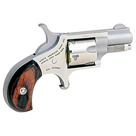 North American Arms 22S Mini-Revolver  22 Short 5rd 1.13 Barrel, Overall Stainless Steel Finish, Rosewood Birdshead Grip