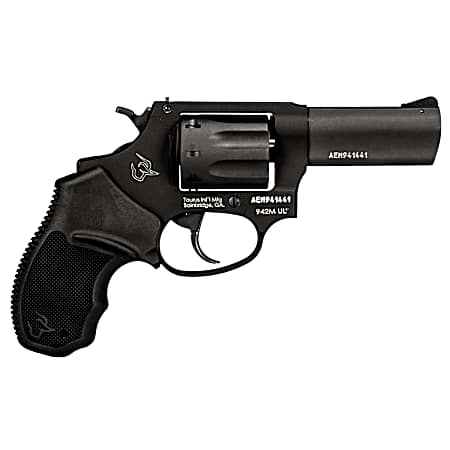 Taurus 2942M031UL 942 Ultra-Lite 22 WMR 8rd 3 Matte Black Finish Barrel, Matte Black Finish Cylinder, Black Anodized Finish Aluminum Frame & Finger Grooved Black Polymer Grip