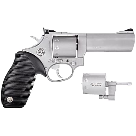 Taurus 2992049 Tracker 992 22 LR or 22 WMR 9rd 4 Barrel, Overall Matte Finish Stainless Steel & Black Ribber Grip Includes Cylinder