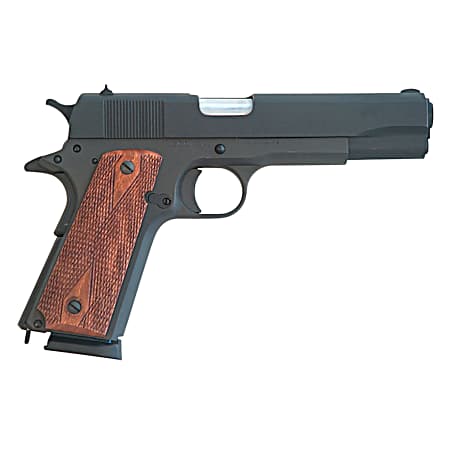 Cimarron 1911 1911  .45 ACP 8+1, 5.03 Black Steel Barrel, Black Parkerized Serrated Slide & Frame, Checkered Walnut Grips
