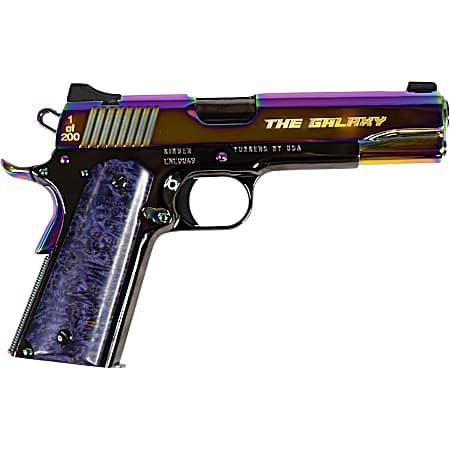 Cnc Firearms CNCGALAXY1911 Kimber 1911 Galaxy 45 ACP 7+1 5 Polished Rainbow PVD Engraved The Galaxy/Serrated Slide, Purple Maple Burl Grip