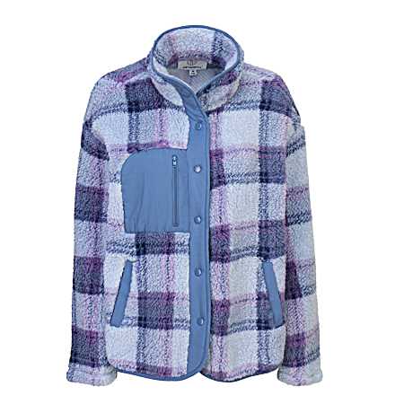 Women's Mock Neck Snap Front Sherpa Sweatshirt