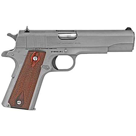 Colt Mfg O1911CSS38 1911 Government 38 Super 9+1 5 Stainless National Match Barrel, Serrated Stainless Steel Slide & Frame w/Beavertail, Diamond Checkered Rosewood