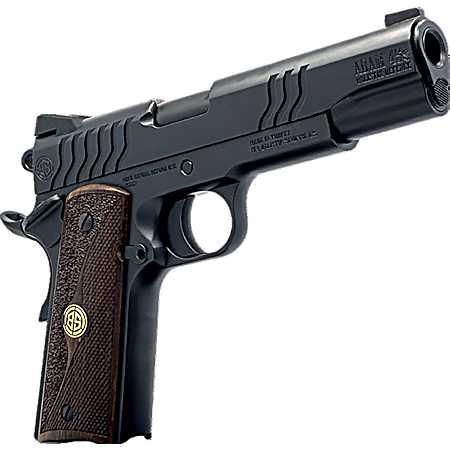 Dickinson LLC DCKSN9BS 1911 Adam 9mm Luger 8+1 4.37 Black Steel Barrel, Shiny Black Serrated Aluminum Slide & Steel Frame, Wood Grip