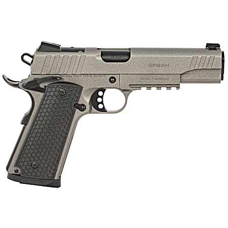 Girsan 391147 MC1911 S Influencer Full Size 45 ACP 8+1 5 Black Steel Barrel, Tungsten Gray Cerakote Optic Ready/Serrated Steel Slide & Frame w/Picatinny Rail & Beavertail, Gray Polymer Grip