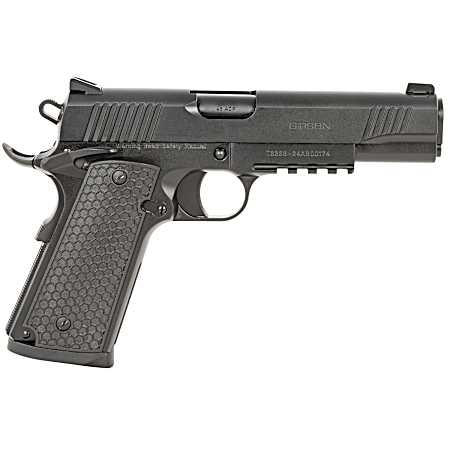 Girsan 392060 MC1911 S Untouchable Full Size 45 ACP 8+1 5 Black Steel Barrel, Black Serrated Steel Slide & Frame w/Beavertail & Picatinny Rail, Black Polymer Grip