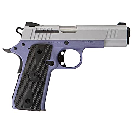 Citadel CIT380OLALA M1911 Baby Compact Frame 380 ACP 7+1, 3.75 Stainless Steel Barrel, Silver Serrated Steel Slide, Crushed Orchard Cerakote Aluminum Frame w/Beavertail, Ambidextrous
