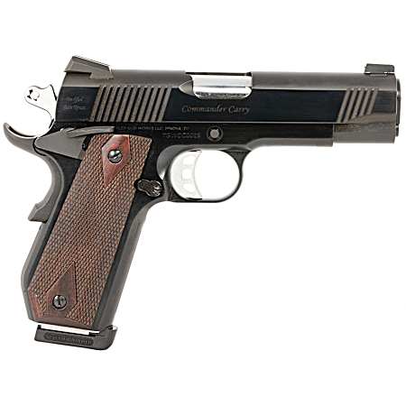 Tyler Gun Works TGWCMBL45 Custom 1911 Commander 45 ACP 7+1 4.25 Stainless Match Grade Barrel, Blued Serrated Steel Slide, Blued Steel Frame w/Beavertail, Walnut Grip