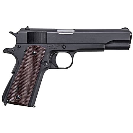 Auto-Ordnance 1911BKO 1911  45 ACP  5 Barrel 7+1, Matte Black Carbon Steel Frame, Serrated Slide, Checkered Brown Polymer Grip, Manual Safety
