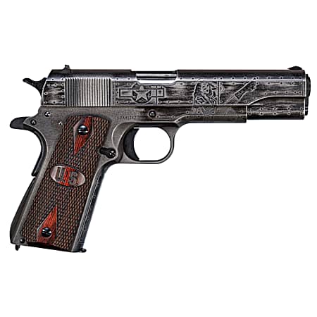 Thompson 1911BKOWC1 1911 Victory Girls 45 ACP 5 7+1 Worn Black/Gray Cerakote Steel Checkered Wood w/US Logo Grip