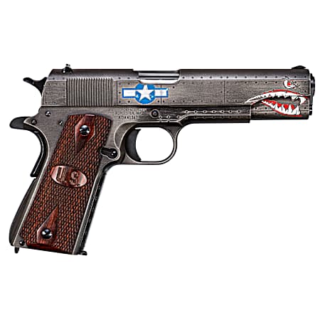 Thompson 1911BKOWC3 1911 Squadron Special Edition WW2 45 ACP 5 7+1 Black/Gray Cerakote Checkered Wood w/US Logo Grip