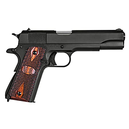 Auto-Ordnance 1911BKO9W 1911 A1 GI Spec 9mm Luger 9+1 5 Stainless Steel Barrel, Matte Black Serrated Carbon Steel Slide & Frame w/Beavertail, Checkered Wood w/Integrated US Logo Grip