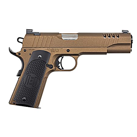 Auto-Ordnance 1911TCAC10 1911  45 ACP 7+1 5 Stainless Steel Barrel, Serrated Stainless Steel Slide, Burnt Bronze Cerakote Steel Frame w/Beavertail, Armor Black Cerakote Engraved Aluminum Grip