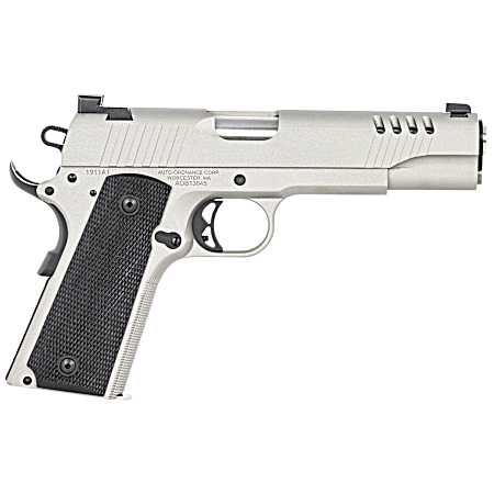 Auto-Ordnance 1911TCAC6 1911 A1  45 ACP 7+1 5 Savage Silver Cerakoate, Serrated/Ported Slide,  Black Rubber Grips, Fixed 3-Dot Combat Day Sights
