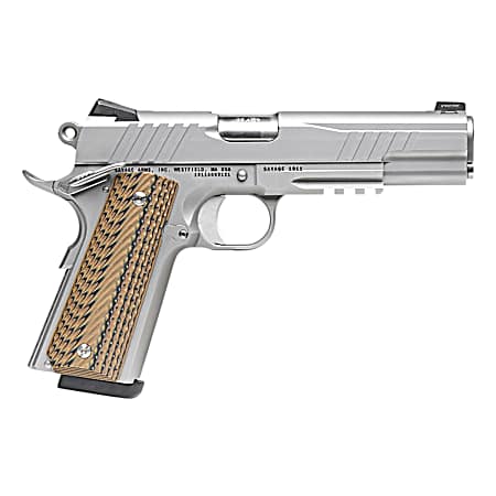 Savage Arms 67209 1911 Government 9mm Luger 10+1 5 Stainless Target Crown Steel Barrel, Serrated Stainless Steel Slide & Frame w/Beavertail & Picatinny Rail, Hyena Brown G10 Grip, Ambidextrous